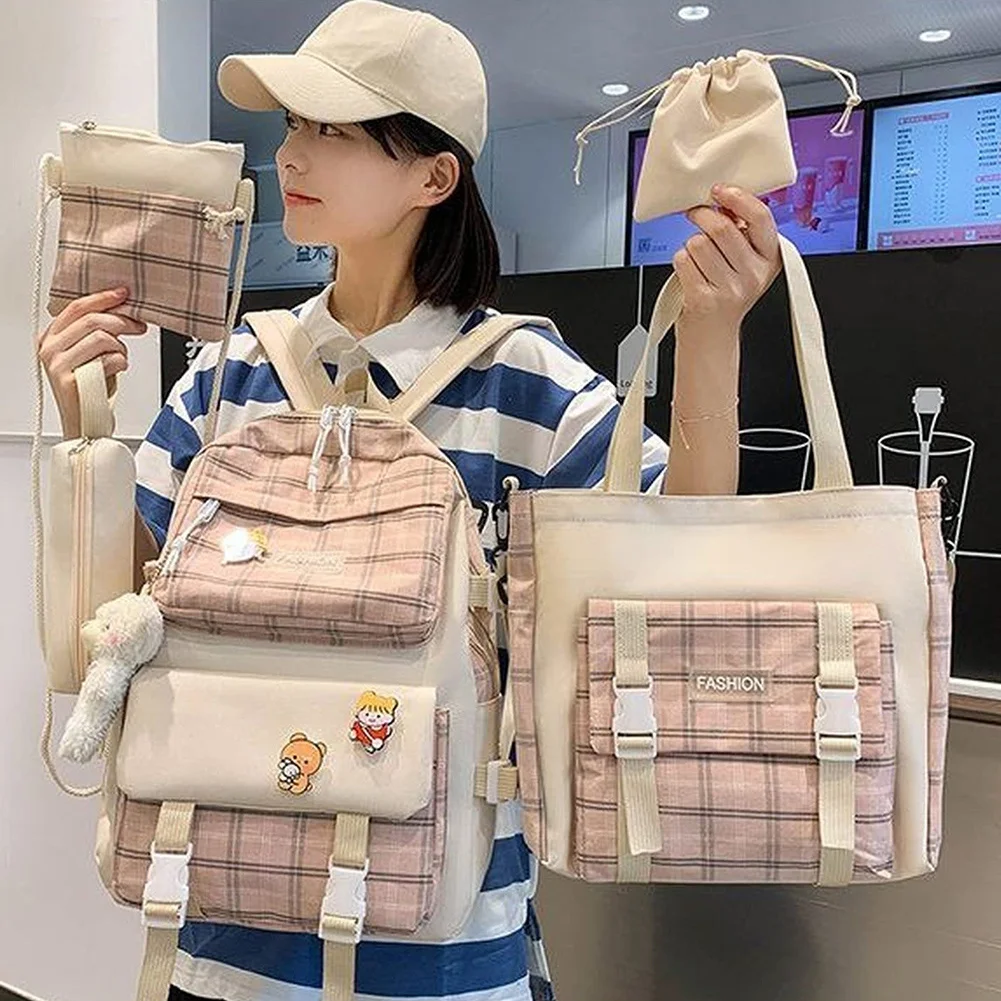 

Холщовый школьный ранец для девочек, милый женский рюкзак для студентов и подростков, эстетические водонепроницаемые вместительные сумки