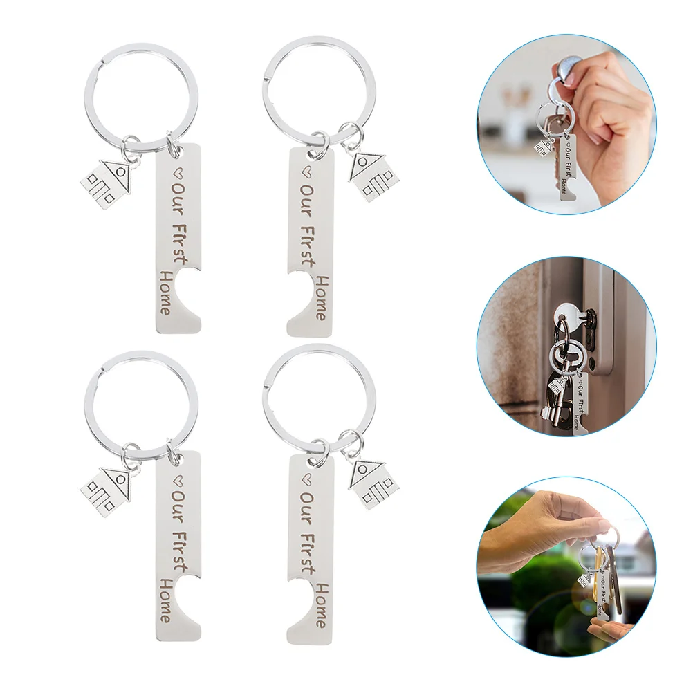 

Брелок для ключей женский из нержавеющей стали, металлическая цепочка с кулоном, украшение для дома, 4 шт.