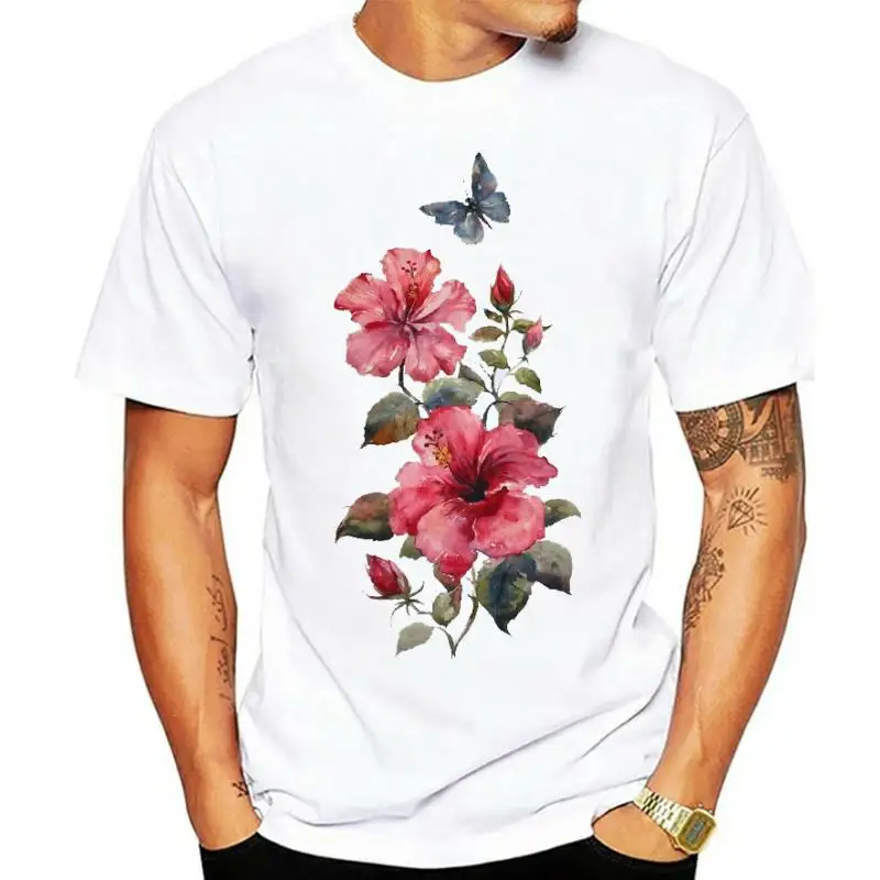 

Женская футболка с цветочным принтом, с коротким рукавом