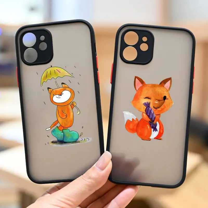 

Прозрачный матовый чехол с рисунком лисы для iPhone13 12 Mini 11 Pro XS Max X XR 7 8 Plus