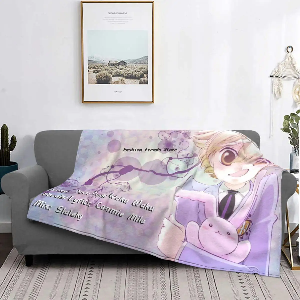 

Haninozuka Honey Ouran High School Host Club Fleece Throw Blankets Ouran Koukou Host Club Anime Blankets for Sofa Bedroom Soft