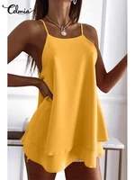 celmia casual layered tanks tops summer ladies sleeveless thin top women fashion leisure loose camisole sexy solid color camis