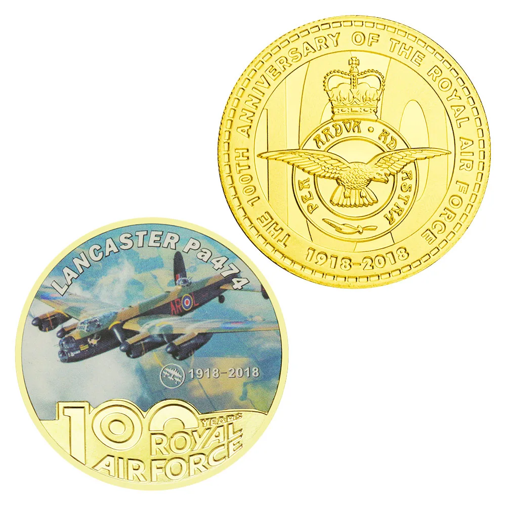 

The 100th Anniversary of The Air Force Souvenir Coin Fighting Aircraft Pattern Military Fans Gold Plated Commemorative Coin