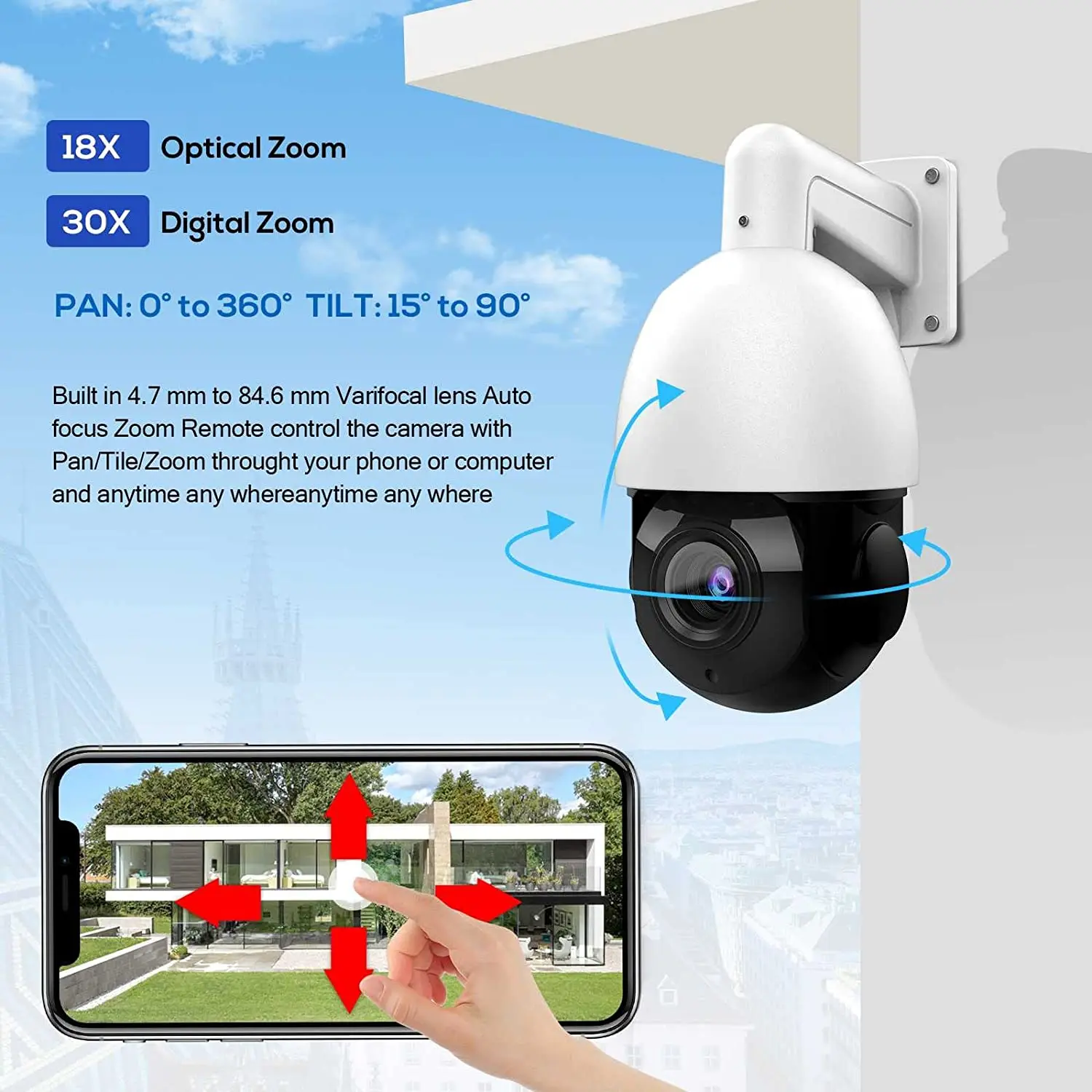 Камера PTZ с автослежением совместимая HIk 5MP IR 4 5 &quot18X Zoom двухсторонний динамик IP66