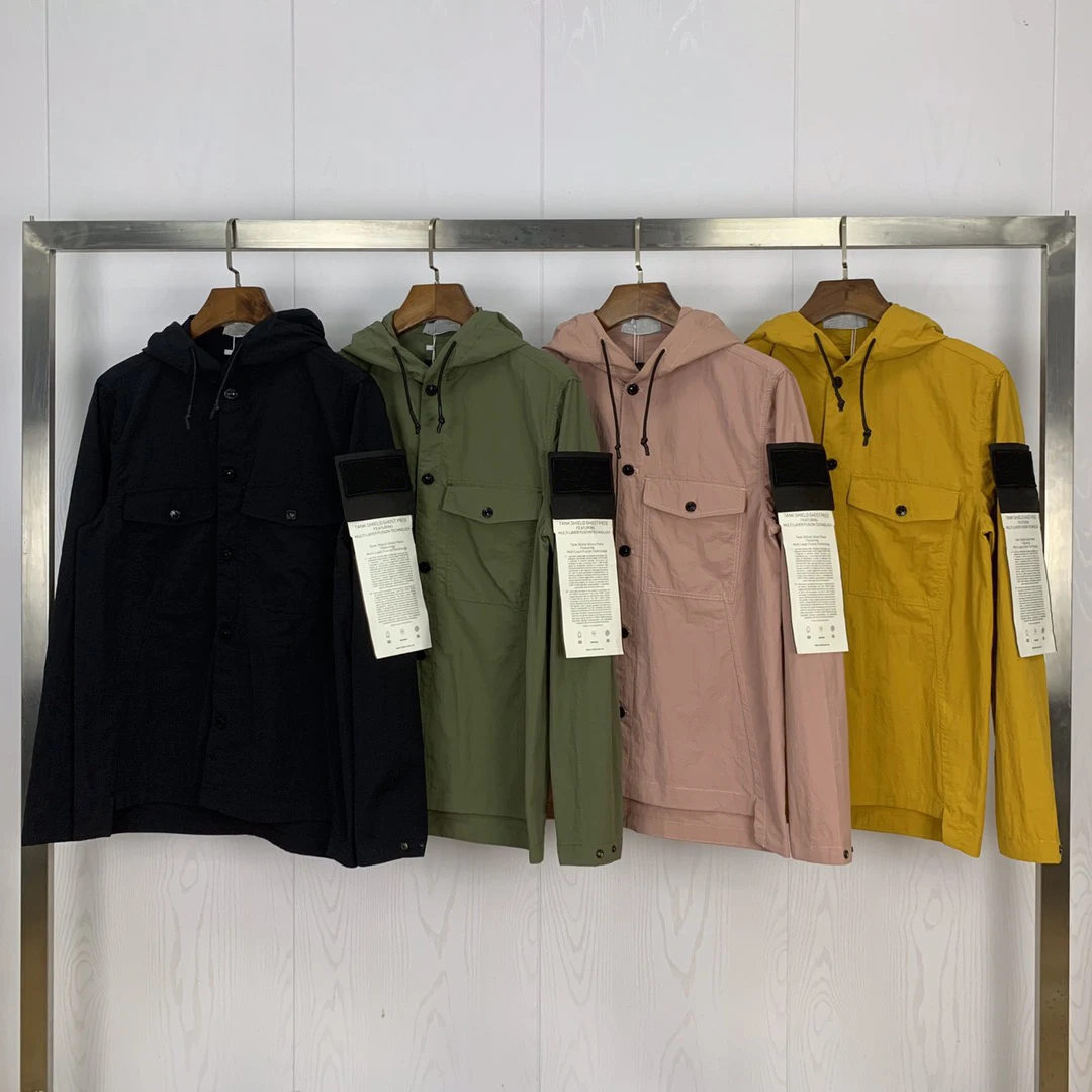 

2022 Spring and Autumn New Men's Jacket Fashion Compass Bracelet Multi-pocket Workwear Jacket Drawstring Hood Lapel