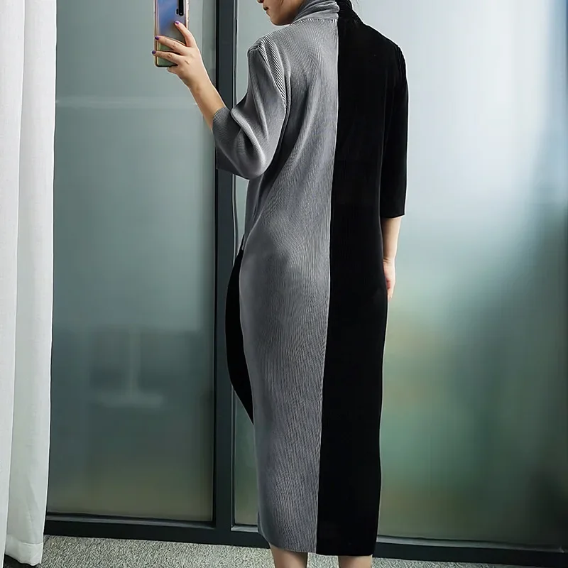 Платье миаке Плиссированное во французском стиле яркое нишевое платье длинное