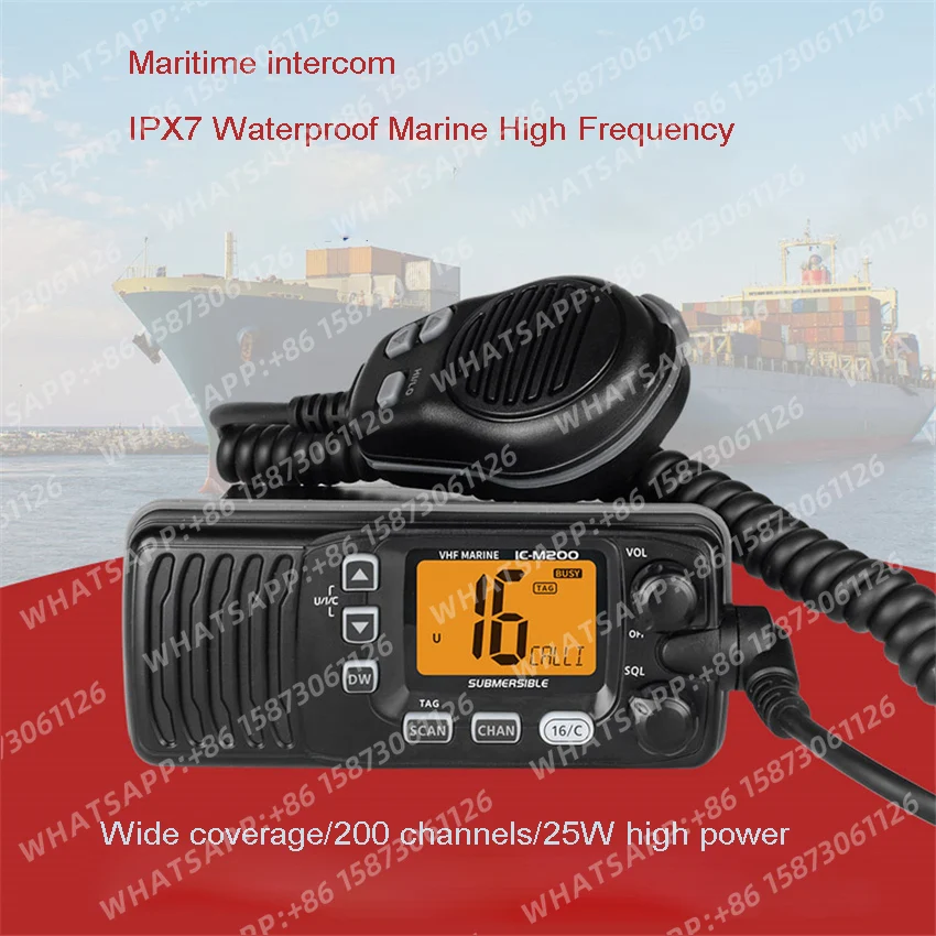 

IC-M200 Морская очень высокочастотная радиостанция VHF Мощная 25-ватная водонепроницаемая рация