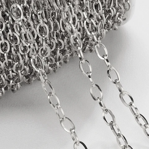 Овальная цепь из нержавеющей стали для браслетов, ожерелий, ювелирных изделий, 2 м/1 м, 4 мм
