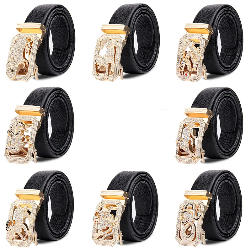 Light Luxury Animals of The Chinese Zodiac Cow Leather Automatic Buckle Belt for Man Casual Fashion Belts Holiday Gifts