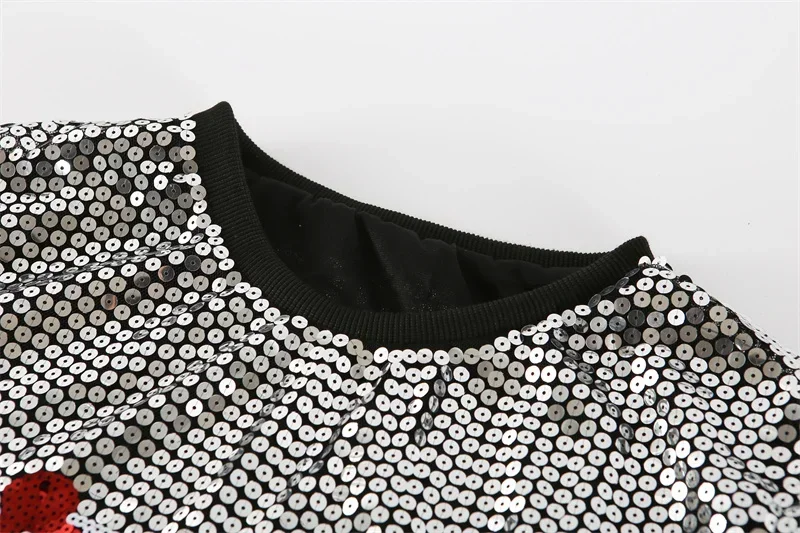 Футболка женская с коротким рукавом и круглым вырезом уличная одежда блестками