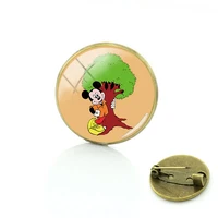 disney cartoon jewelry brooch mickey role playing art picture round glass handmade brooch mens ladies fashion brooch