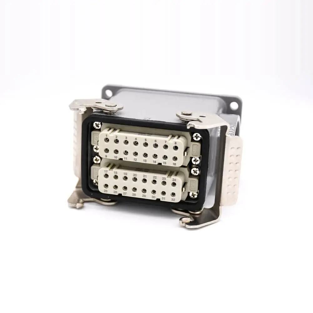 Фото Разъем H32A Heavy Duty 32-контактный PG29, штекер-гнездо, стыковочный, с корпусом-застежкой, для монтажа на поверхность, с кабельным вводом №4