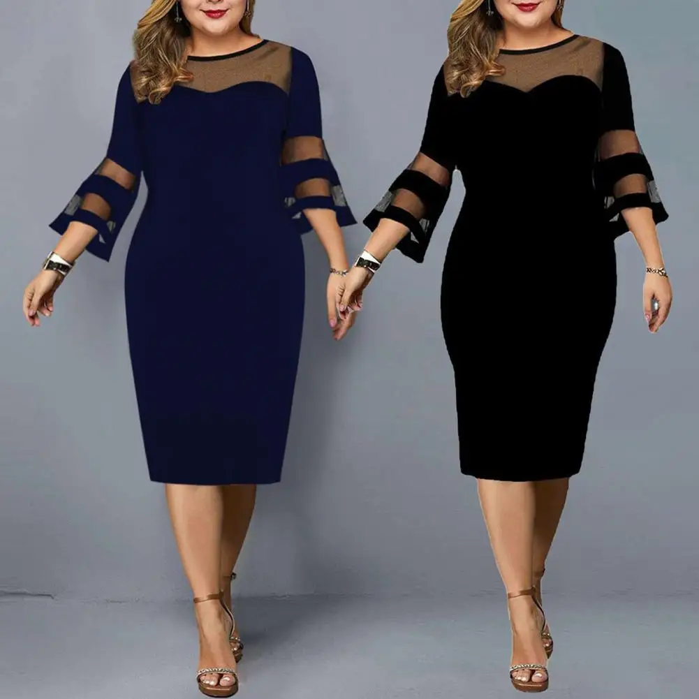 

Party Dresses Plus Size 2022 Spring Fashion Sequin Stitching Midi Dress for Women Mesh V-Neck with Belt Elegant Dress Red 5XL