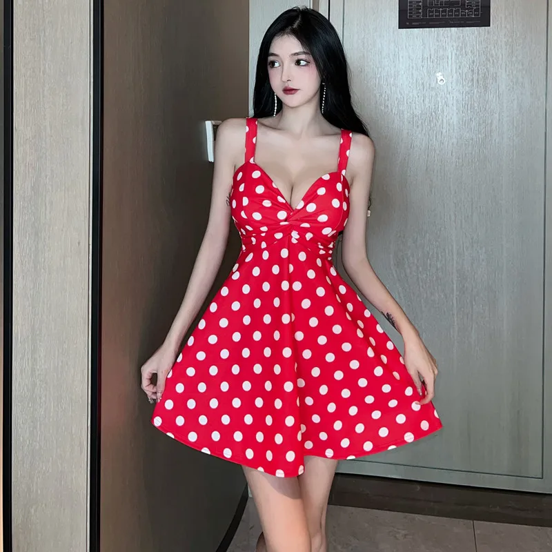 

OKXGNZ 2023 Women summer Sexy Dress V-Neck Spaghetti Strap Backless Mini Dresses A-line Vestidos Slim High Waist For Party Dress