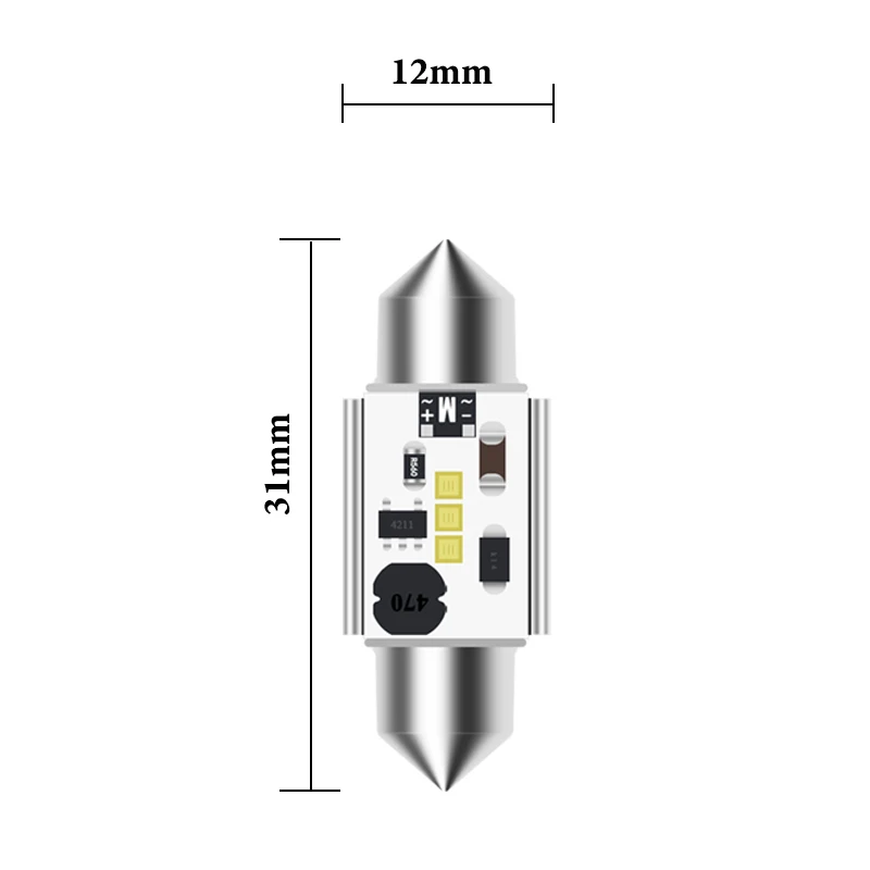 

2 шт. CANBUS C5W Festoon 12V-24V Автомобильные светодиодные лампы CSP (новые), 31мм, 36мм, 39мм, 41мм, для салона автомобиля, плафон, подсветка номерного знака, белый свет