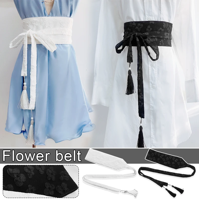 Japanese Kimono Traditional Cardigan Obi Waist Belt Elegant Women Girl Yukata Obi Harajuku Dress printed Tassel Bandage Belt