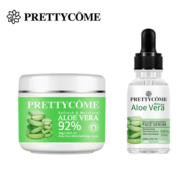 

PRETTYCOME Aloe Vera Face Cream Essence Oil Control Shrink Pores After Sun Repair Moisturizing Acne Removal Soothing Skin