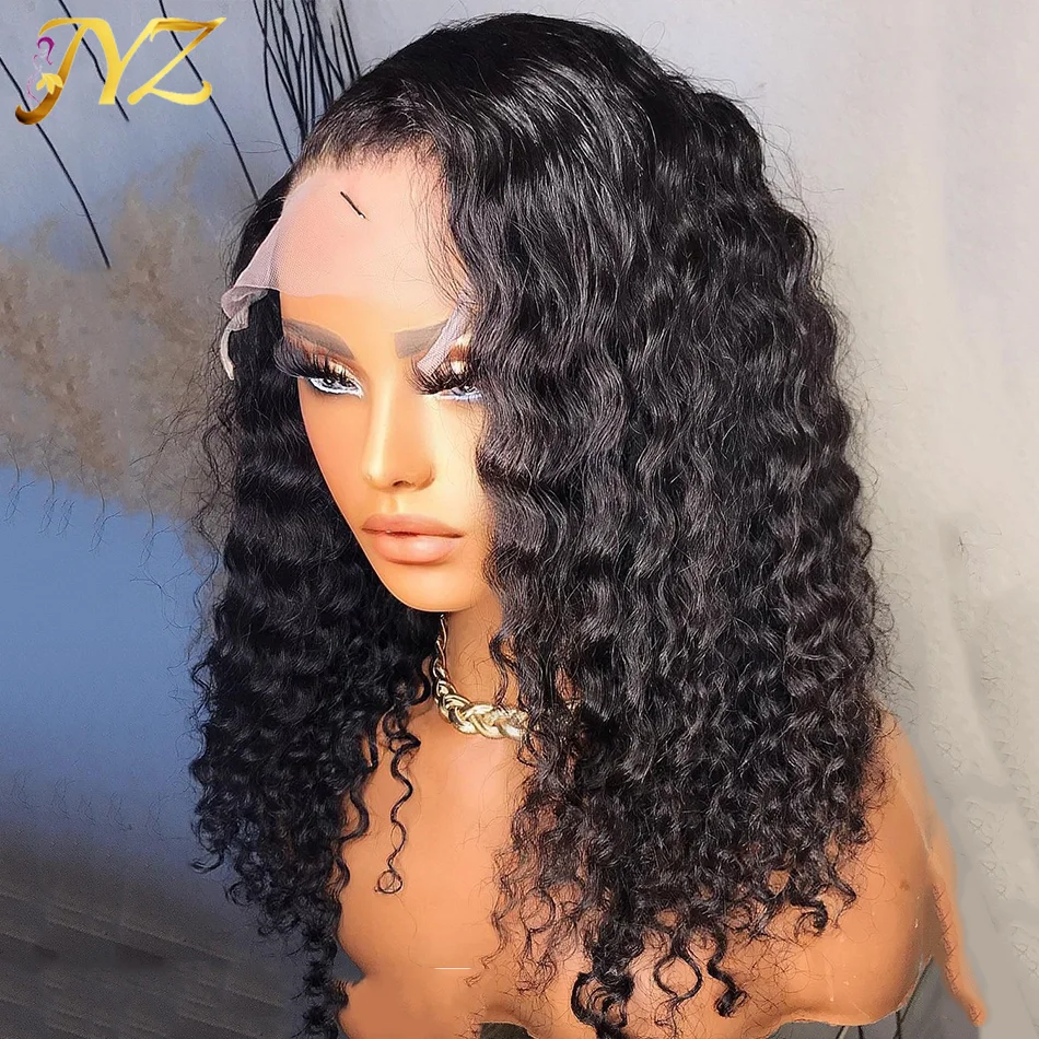 

200% Short Curly Bob HD Lace Frontal Human Hair Wigs Remy Mongolian For Black Women 3B 4C Seamless Curly Lace Closure Wig JYZ