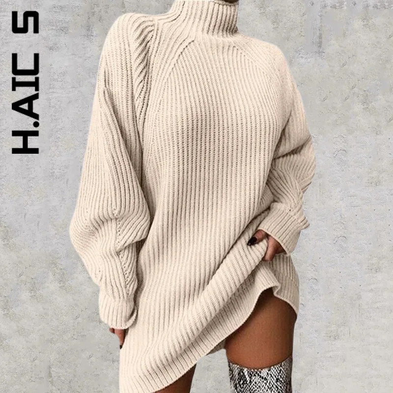 

Женское трикотажное платье H. АИК, однотонное платье с длинным рукавом, универсальное базовое милое платье, праздничная Клубная Женская оде...