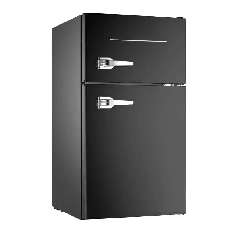 

Компактный двухдверный холодильник Cu.Ft, бесшумный мини-холодильник с морозильной камерой 37 дБ, механический термостат с 7 настройками, маленький холодильник для