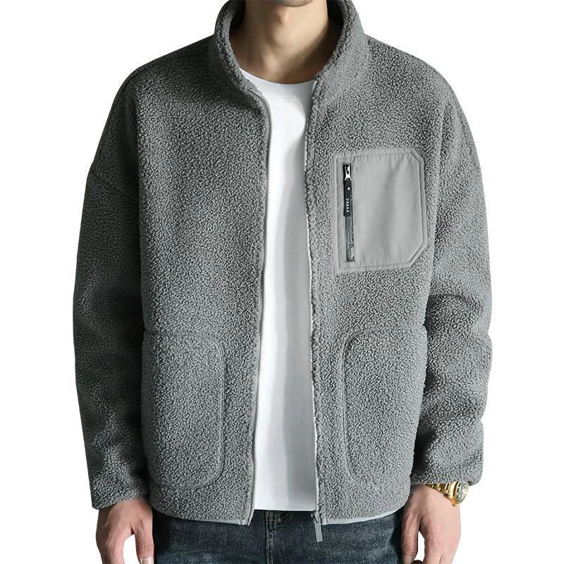 Lamb Wool Coat Men's Cotton Coat Cashmere Thickened Cotton Coat in Autumn And Winter Lamb Wool Cotton Coat Fashion men jacket