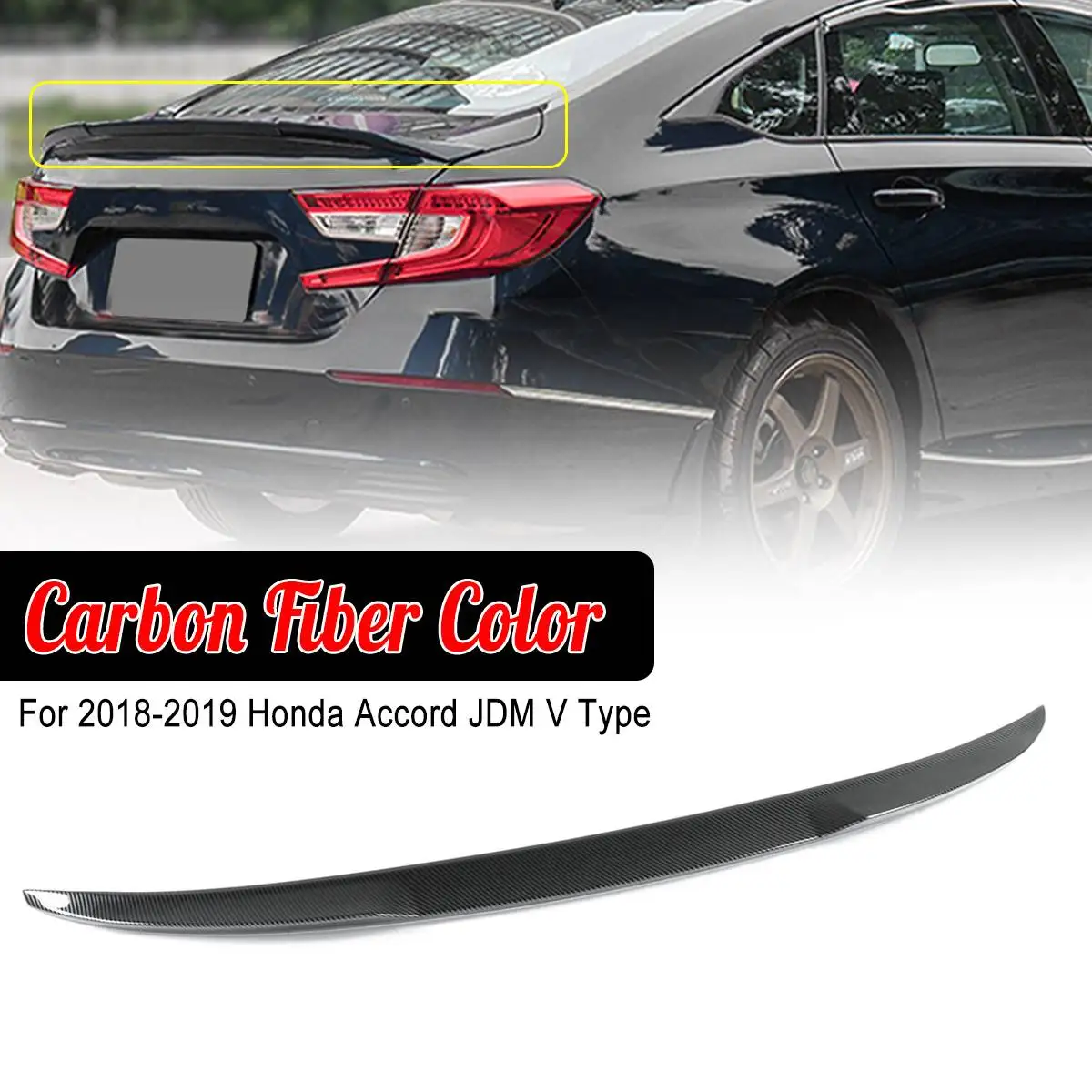 

V Type Car Rear Spoiler Wing Trunk Lip For Honda Accord 10th 2018-2021 Car Rear Trunk Spoiler Lip Tail Wing Decoration