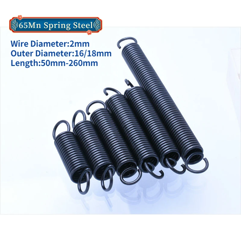

65Mn Spring Steel Open Hook Tension Spring Pullback Spring Coil Extension Spring Draught Spring Wire Diameter 2mm OD 16/18mm