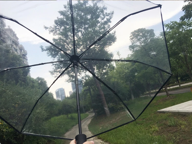 Прозрачный зонт для женщин недорогие Автоматические Складные зонты китайский
