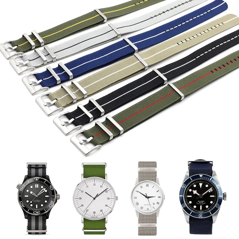 

Fashion Sports Canvas Watch Strap Watchband with Stainless Steel Clasp Nylon Nato Watch Band Bracelet Watch Accessories Parts