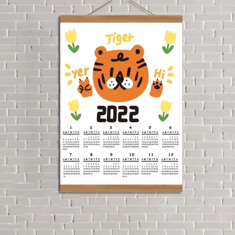 

2022 Happy Year of the Tiger Chinese Tapestry Calendar Cartoon Style Wall Cloth Hanging Cloth Ins Bed Cloth Hanging Picture