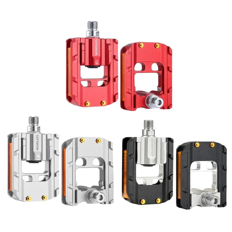 

F2TC Bike Pedals with Reflective Strips Universal Mountain Bike Pedals Non-slip Alloy Bicycle Pedals for MTB Road Bike
