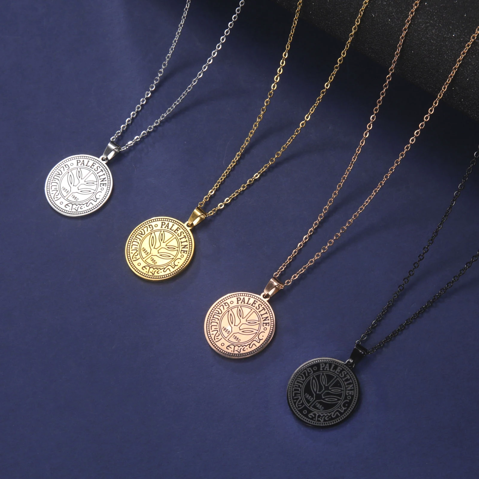

Vintage Palestinian Women's Round Necklace Stainless Steel Hip Hop Men's Party Gift Jewelry 2023 New