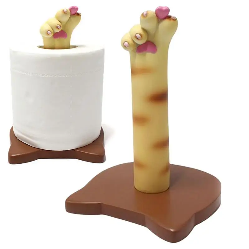 

Paper Towel Roll Holder Countertop Resin Cat Paw Standing Tissue Dispenser Rack Storage Supplies Napkin Organizer Housewarming