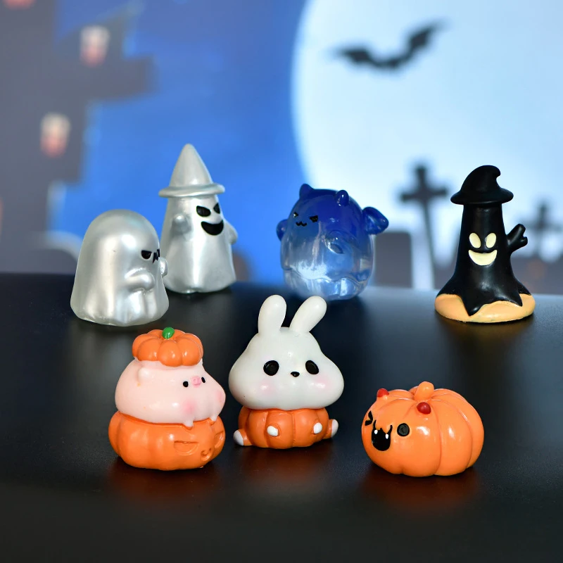 

1 Piece Miniature Halloween Figurines Mini Halloween Ghost Pumpkin Fairy Figurines Home Decoration Festival DIY Resin Craft