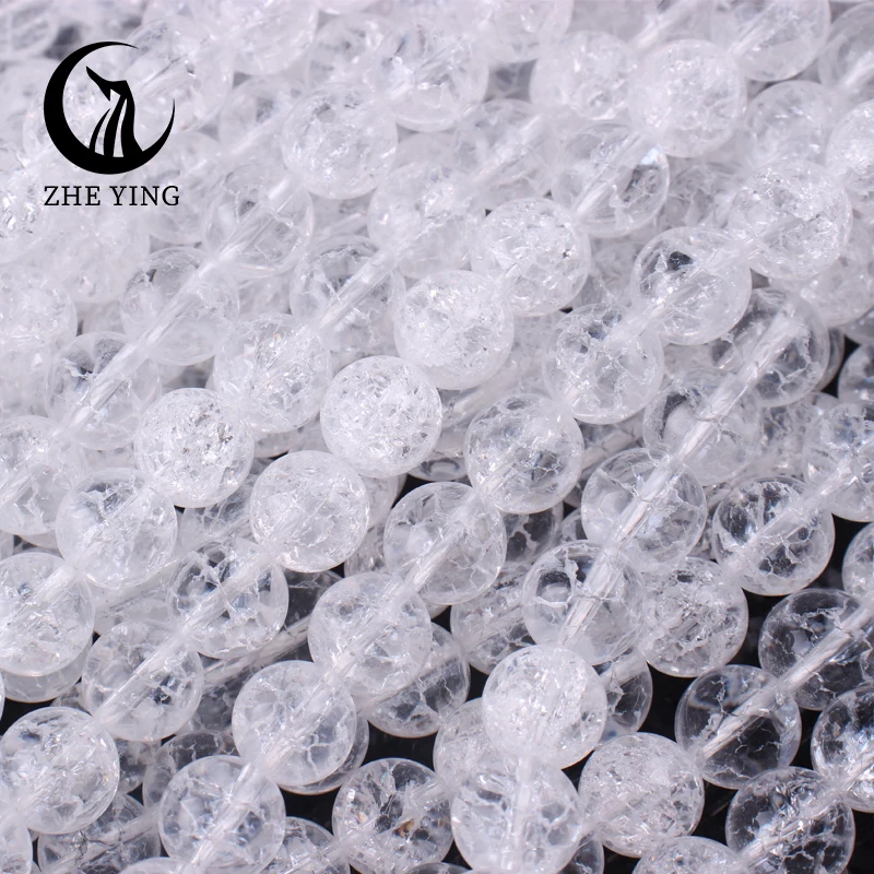 New Top Natural Stone White Snow Cracked Crystal Beads Round Loose Spacer Beads for Jewelry Making DIY Bracelets Accessories 15