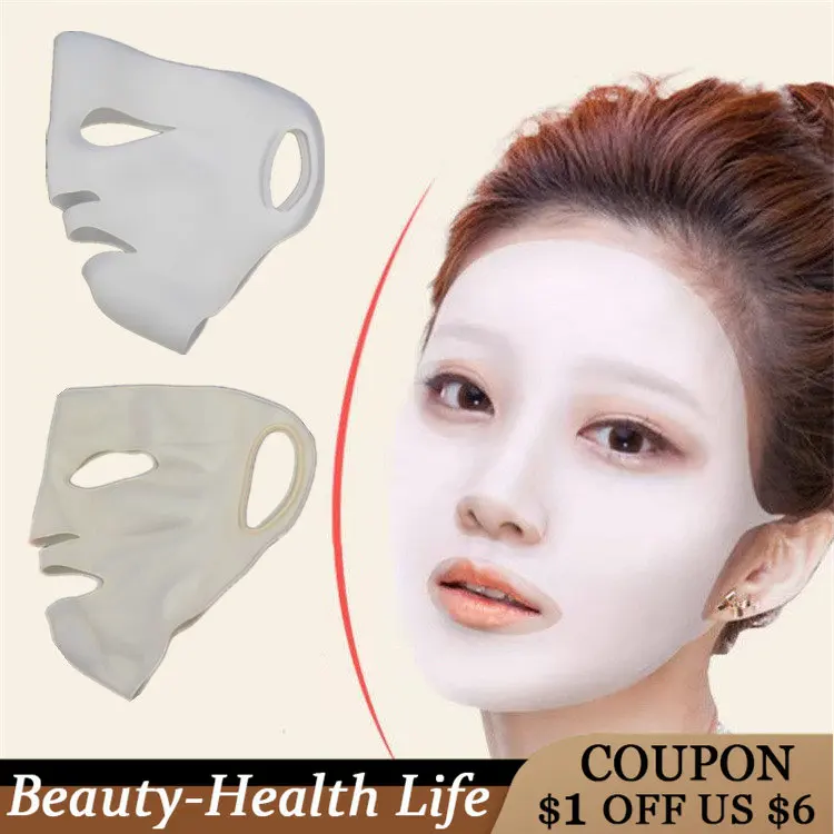

1/3Pcs Reusable Facial Mask Silicone Face Firming Lifting Anti-off Ear V Shape Moisturizing Sheet Prevent Evaporation Skin Care