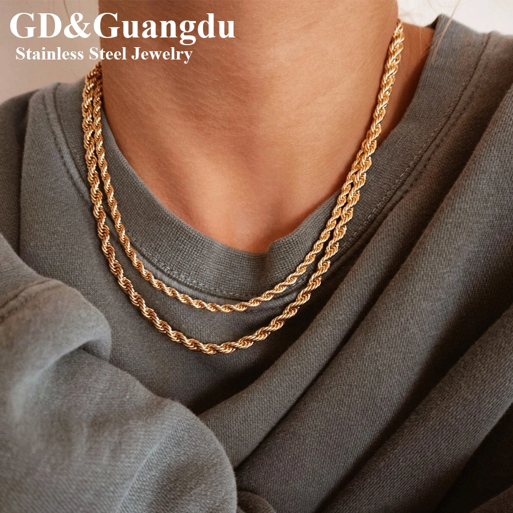 

Initial curb chain necklace 2MM/3MM/4MM/6MM/8MM Stainless Steel gold cuban chain Necklace for Women man jewelry