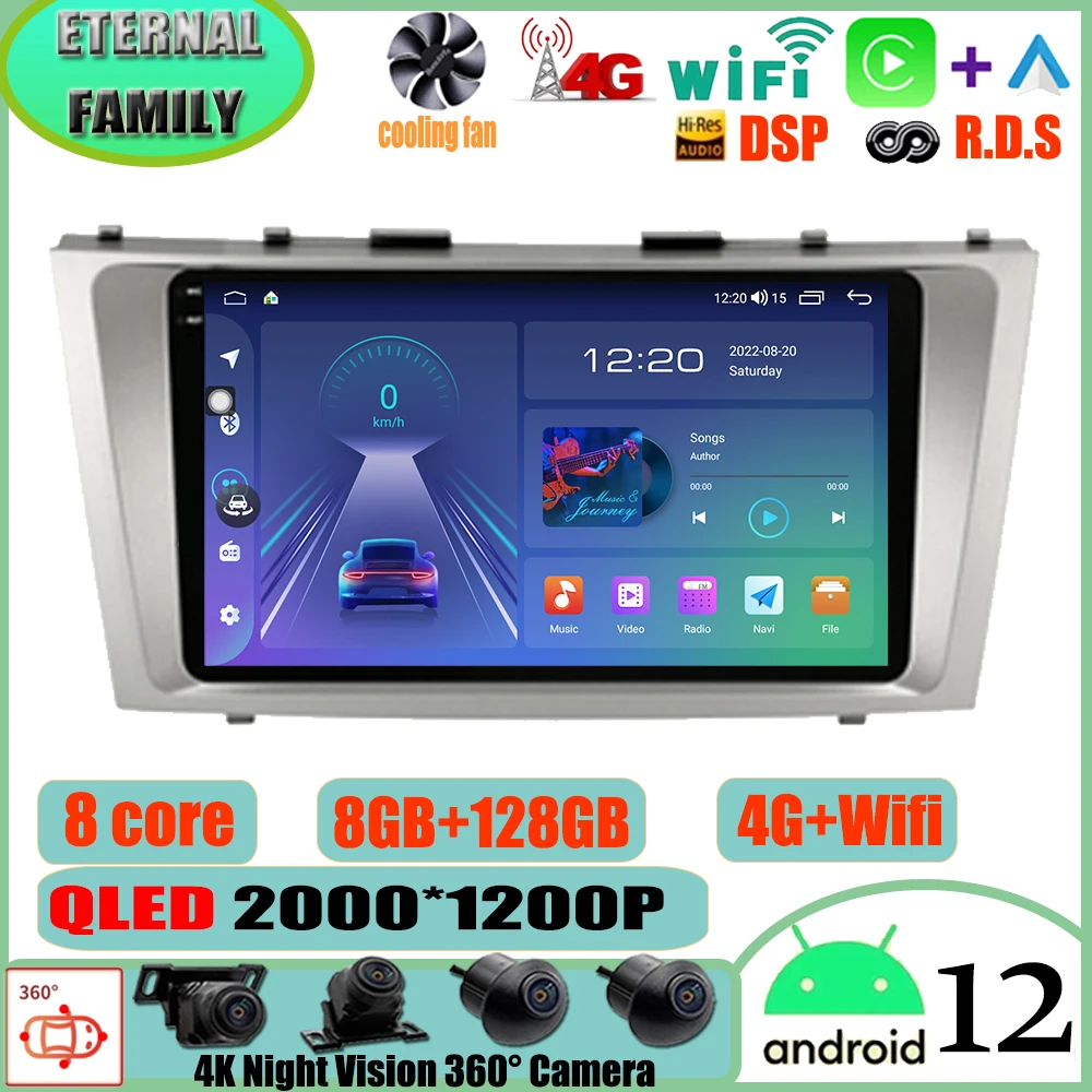 

Автомагнитола Carplay для Toyota Camry 6, XV, 40, 50, 2006-2011, Android 12, мультимедийный видеоплеер, GPS-навигация, Wi-Fi, IPS, DSP, 4G