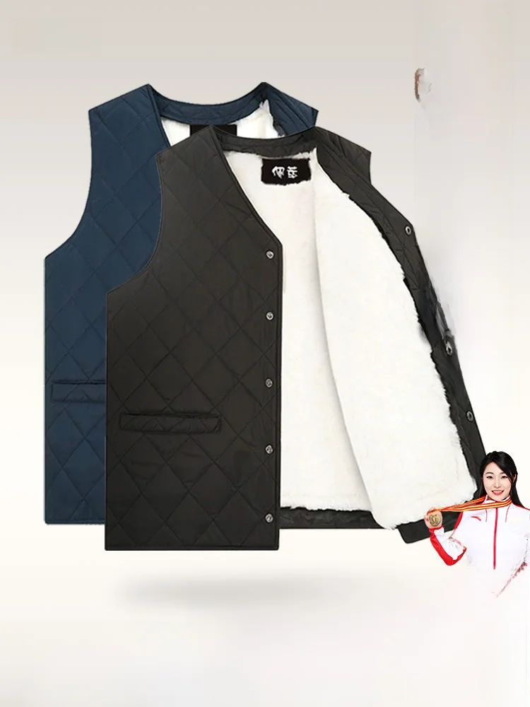 Зимний замшевый дубленка из ягненка мужской жилет для папы среднего и пожилого