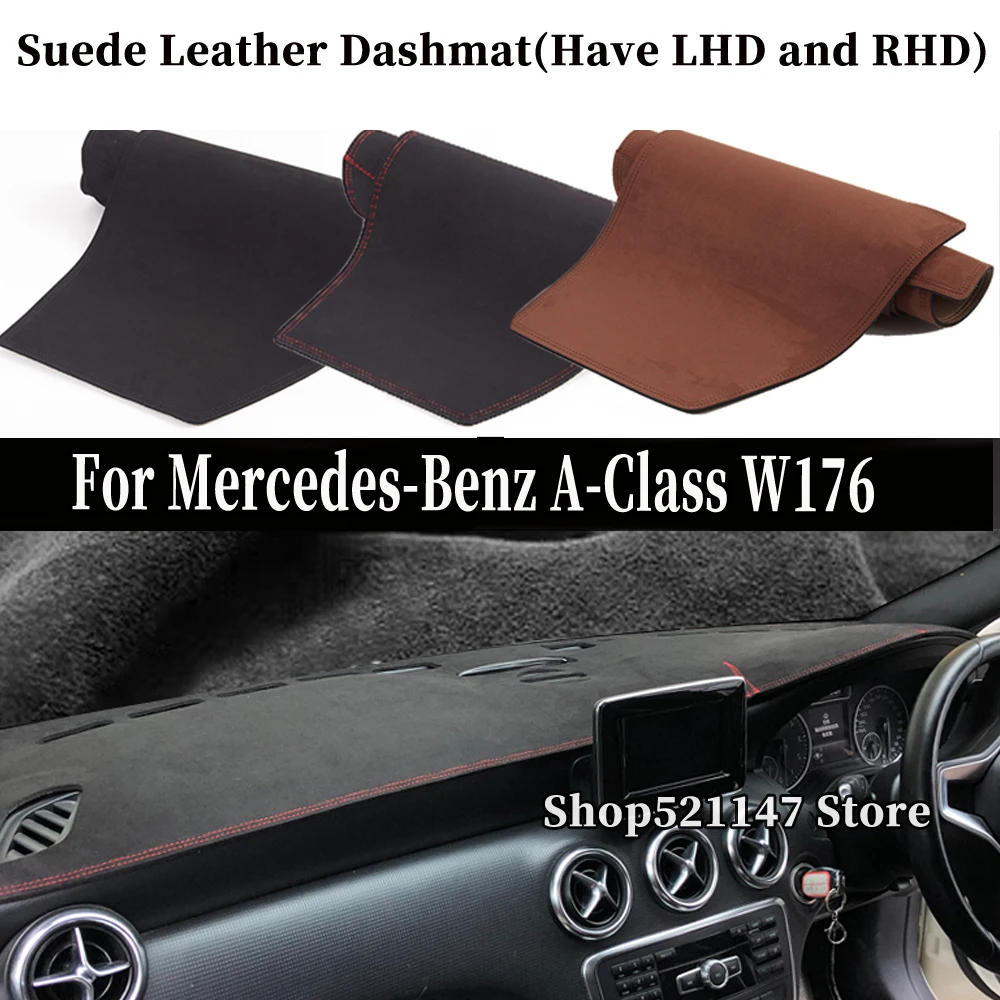 

Accessories Car-Styling Suede Leather Dashmat Dashboard Cover Dash Mat Carpet For Mercedes-Benz A-Class W176 A180 A220D A250 260