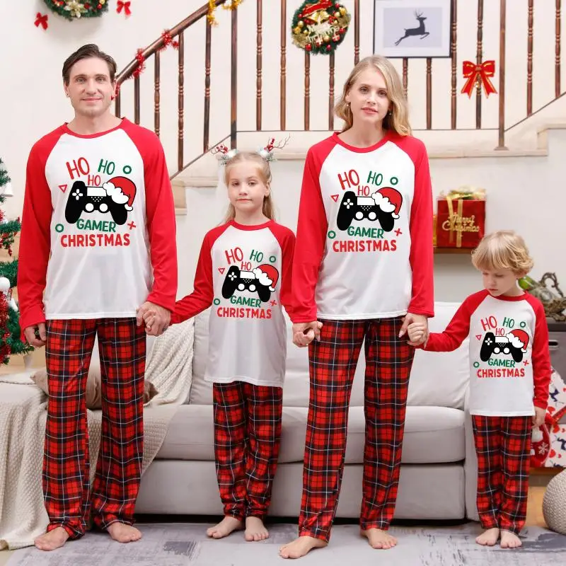 

2023 Christmas Pajamas Family Set Parents and Kids Xmas Cartoon Printed Night Clothes Parent-child Same Look Casual Loungewear