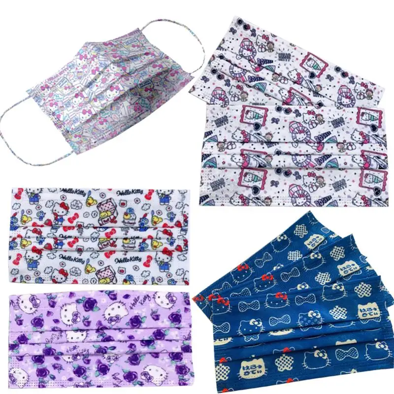 

Fashion Hello KT Protective mask cute cartoon printing Disposable Kawaii Kitty aldult Protective mask Bought for home use