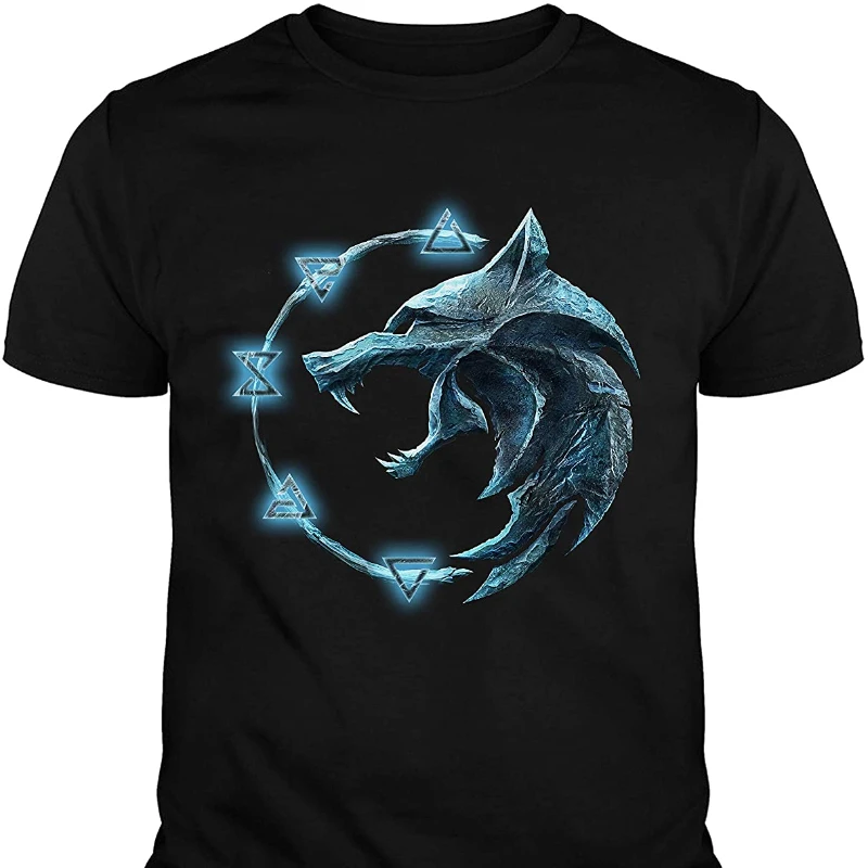 

Футболка с принтом волка lobo и мужской волшебный логотип, футболка с коротким рукавом дышащая, крутая, Новинка лета 2022