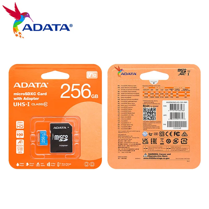 Фото Карта памяти ADATA TF A01 Micro SDXC A1 C10 UHS-1, скорость чтения 100 МБ/с, водонепроницаемая, ударопрочная, антистатическая, 32 ГБ, 64 ГБ, 128 ГБ, 256 ГБ №2