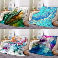 fashion polyester throw blanket for beds soft warm flannel fluffy plush cozy sofa watercolor blankets hairy winter bed covers