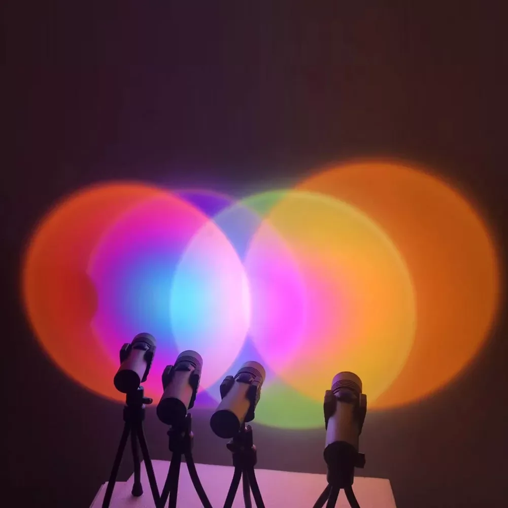 

NEW Lamp Sunset Rainbow Wall Projection LED Floor Light Rechargeable Colorful Atmosphere Light Portable Flashlight Photography D
