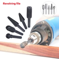 5pcsset woodworking steel rotary file wood carving rasp drill bit kit rotating embossed grinding head power tools