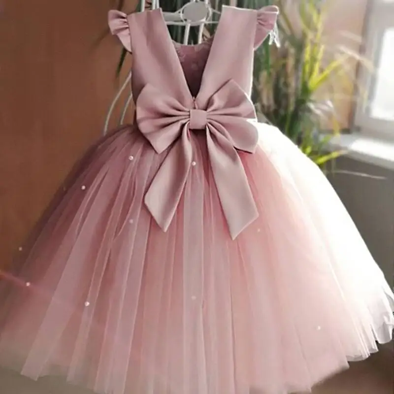 

New Summer Baby Girl Christening Gown Lace Sequined Dresses Fashion Newborn Girls Clothes 1 2 Years Birthday Clothes Party Dress