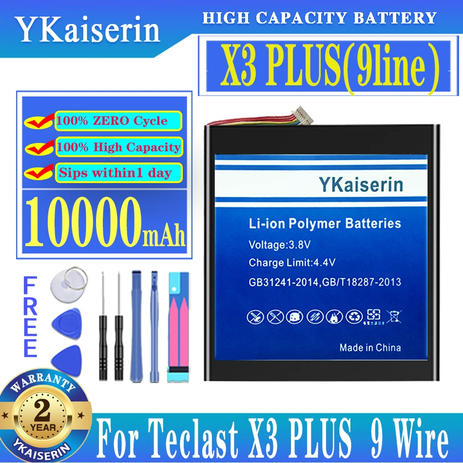 

YKaiserin X3 PLUS 9line 7line 10000mAh Replacement Battery for Teclast X3 PLUS X3PLUS 7 9 Wire High Capacity Battery +Track Code
