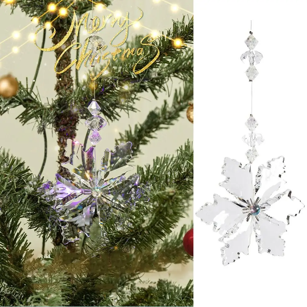 

Acrylic Snowflake Christmas Ornament New Gift Transparent Christmas Hanging Christmas Tree Decoration Christmas
